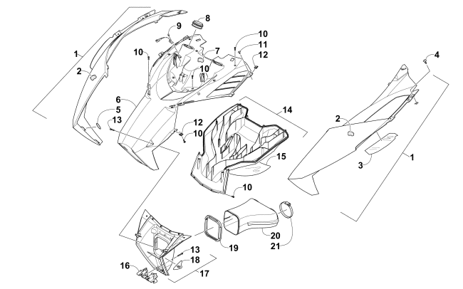 Parts Diagram for Arctic Cat 2015 ZR 8000 SNO PRO LTD EL TIGRE ES SNOWMOBILE HOOD AND AIR INTAKE ASSEMBLY