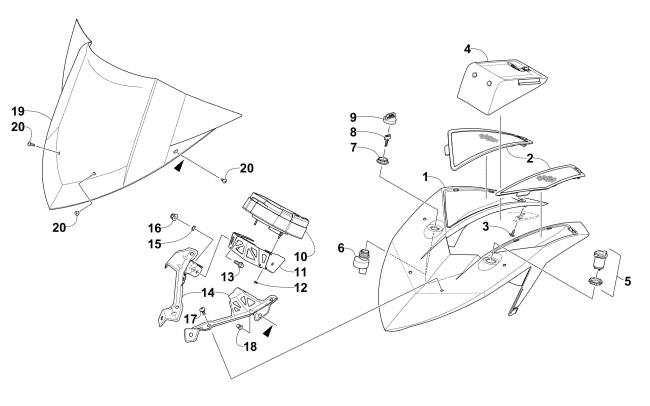 Parts Diagram for Arctic Cat 2015 ZR 8000 SNO PRO LTD EL TIGRE ES SNOWMOBILE WINDSHIELD AND INSTRUMENTS ASSEMBLIES