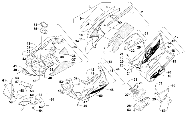 Parts Diagram for Arctic Cat 2015 ZR 8000 SNO PRO LTD EL TIGRE ES SNOWMOBILE SKID PLATE AND SIDE PANEL ASSEMBLY