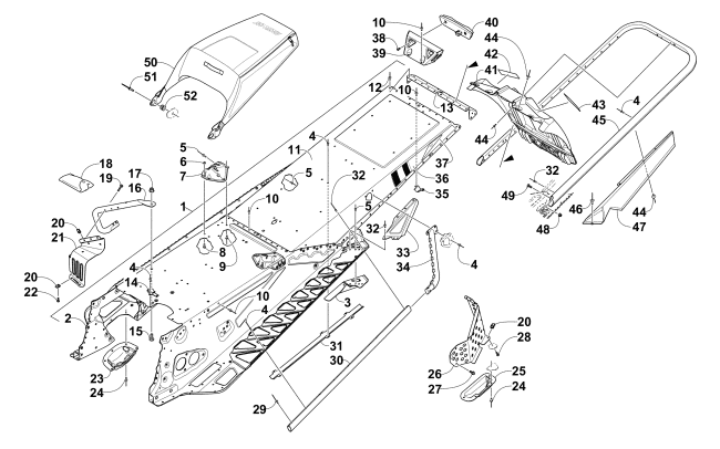 Parts Diagram for Arctic Cat 2015 XF 8000 SNO PRO LTD 137 SNOWMOBILE TUNNEL, REAR BUMPER, AND SNOWFLAP ASSEMBLY