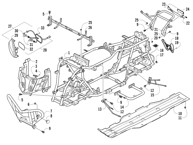 Parts Diagram for Arctic Cat 2014 XC 450 EFI / ATV BUMPER, FRAME, AND HEADLIGHT ASSEMBLIES