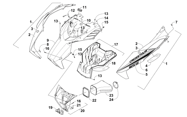 Parts Diagram for Arctic Cat 2015 XF 8000 CROSS-TOUR 141 SNOWMOBILE HOOD AND AIR INTAKE ASSEMBLY