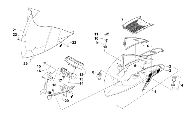 Parts Diagram for Arctic Cat 2015 XF 8000 CROSS-COUNTRY SNO PRO 141 SNOWMOBILE WINDSHIELD AND INSTRUMENTS ASSEMBLIES