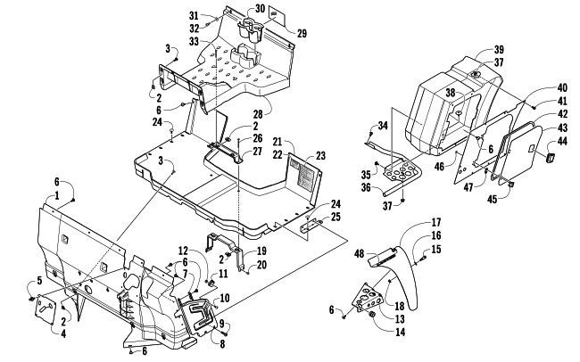 Parts Diagram for Arctic Cat 2014 PROWLER 500 HDX LTD ATV CONSOLE, FLOOR PANEL & STORAGE BOX ASSEMBLY