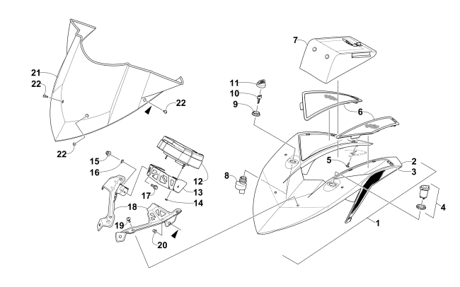 Parts Diagram for Arctic Cat 2015 XF 8000 CROSS-COUNTRY LTD 141 SNOWMOBILE WINDSHIELD AND INSTRUMENTS ASSEMBLIES