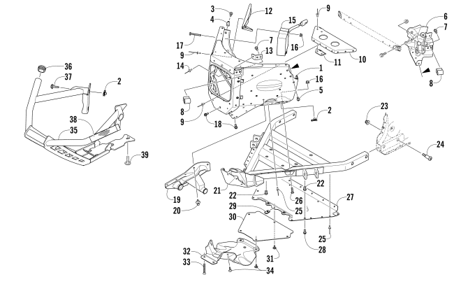 Parts Diagram for Arctic Cat 2016 ZR 8000 LTD ES EARLY BUILD SNOWMOBILE FRONT BUMPER AND FRAME ASSEMBLY