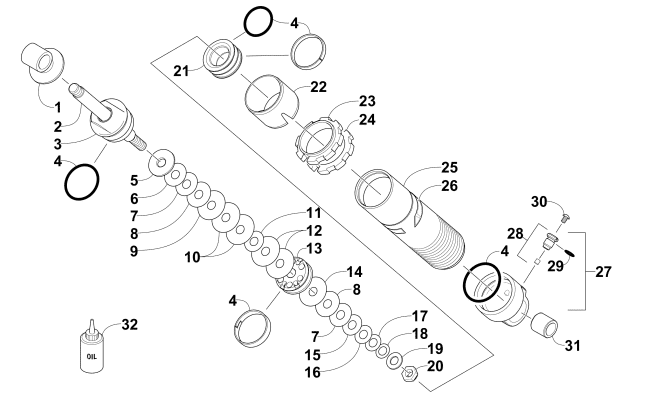 Parts Diagram for Arctic Cat 2015 M 8000 SNO PRO LTD 162 SNOWMOBILE REAR SUSPENSION FRONT ARM SHOCK ABSORBER