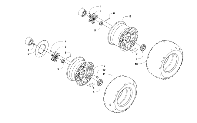 Parts Diagram for Arctic Cat 2015 WILDCAT TRAIL LIMITED ATV WHEEL AND TIRE ASSEMBLY