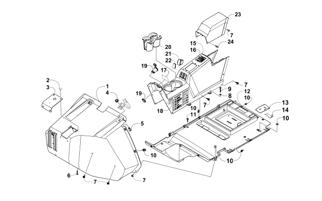 Parts Diagram for Arctic Cat 2014 WILDCAT 4X LTD ATV FRONT CONSOLE AND FLOOR PANEL ASSEMBLY