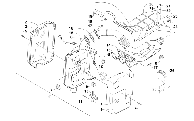 Parts Diagram for Arctic Cat 2015 XF 7000 CROSS-COUNTRY 141 SNOWMOBILE EXHAUST ASSEMBLY