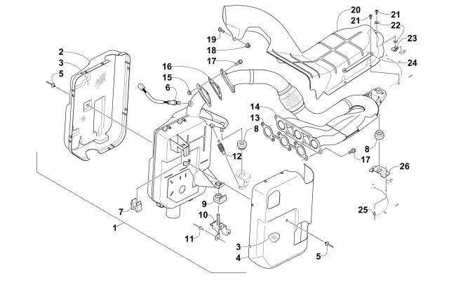 Parts Diagram for Arctic Cat 2016 M 7000 LTD 153 SNOWMOBILE EXHAUST ASSEMBLY
