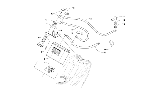 Parts Diagram for Arctic Cat 2015 M 7000 SNO PRO SNOWMOBILE BATTERY AND TRAY ASSEMBLY