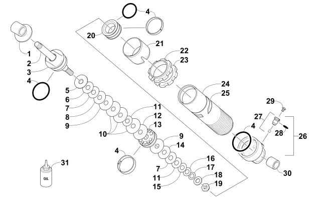 Parts Diagram for Arctic Cat 2015 XF 9000 CROSS-TOUR 141 SNOWMOBILE REAR SUSPENSION FRONT ARM SHOCK ABSORBER