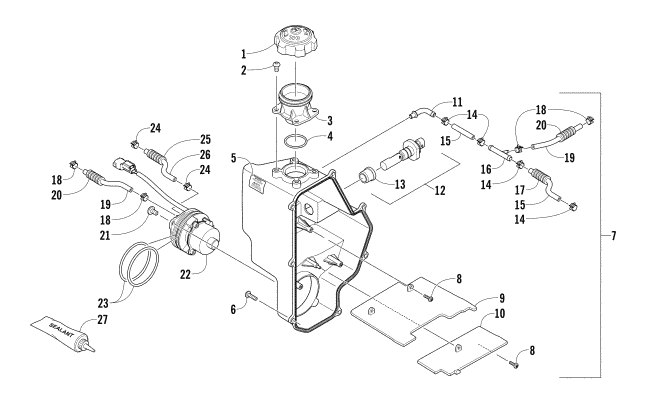 Parts Diagram for Arctic Cat 2016 XF 6000 CROSSTREK EARLY BUILD SNOWMOBILE OIL TANK ASSEMBLY