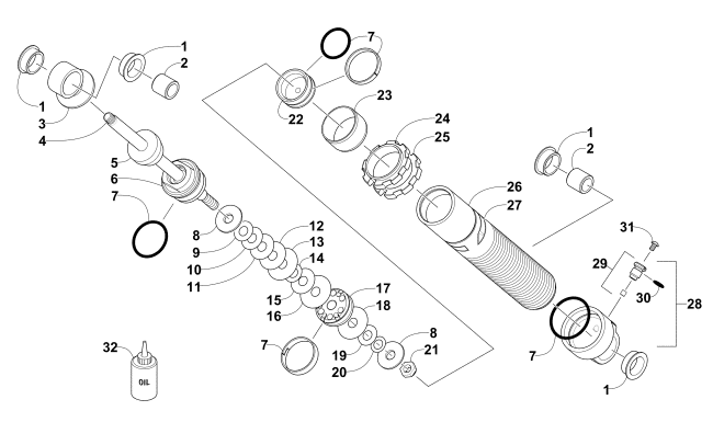 Parts Diagram for Arctic Cat 2015 XF 8000 LXR 137 SNOWMOBILE FRONT SUSPENSION SHOCK ABSORBER