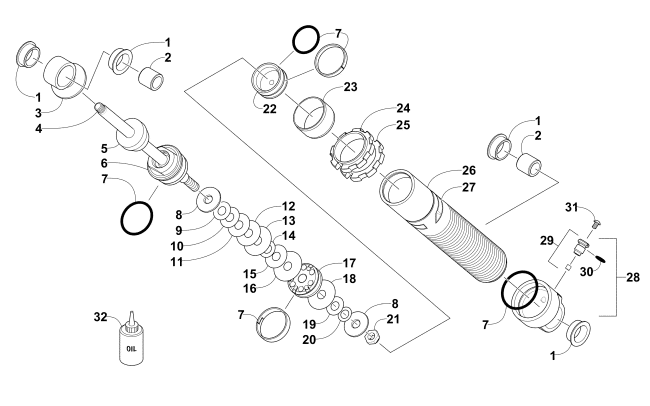Parts Diagram for Arctic Cat 2017 ZR 6000 LXR ES 129 SNOWMOBILE FRONT SUSPENSION SHOCK ABSORBER