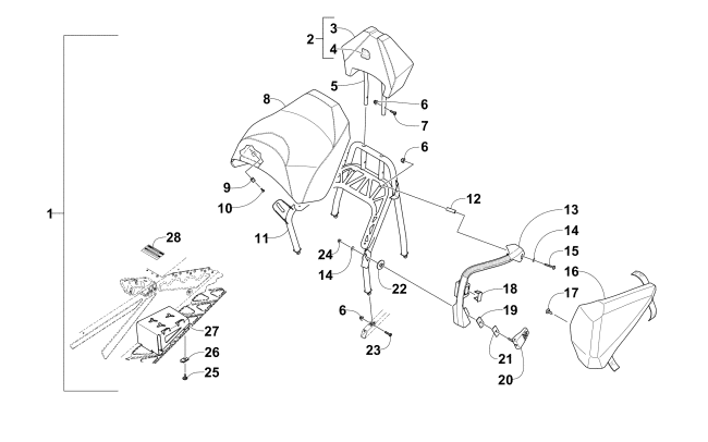 Parts Diagram for Arctic Cat 2015 XF 6000 CROSS-TOUR 141 SNOWMOBILE PASSENGER SEAT AND RELATED PARTS