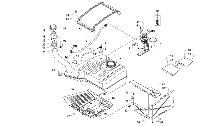Parts Diagram for Arctic Cat 2015 WILDCAT ATV GAS TANK ASSEMBLY