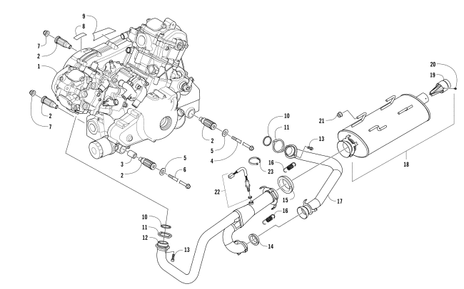 Parts Diagram for Arctic Cat 2016 WILDCAT X LTD EPS ATV ENGINE AND EXHAUST