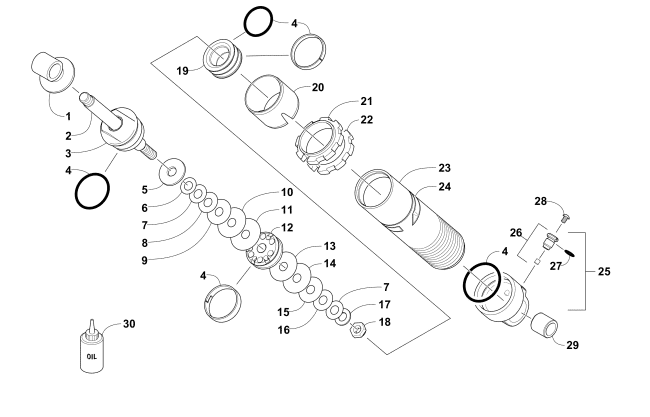 Parts Diagram for Arctic Cat 2015 ZR 6000 EL TIGRE ES SNOWMOBILE REAR SUSPENSION FRONT ARM SHOCK ABSORBER
