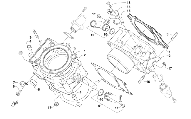 Parts Diagram for Arctic Cat 2016 WILDCAT X LTD EPS ATV CYLINDER ASSEMBLY