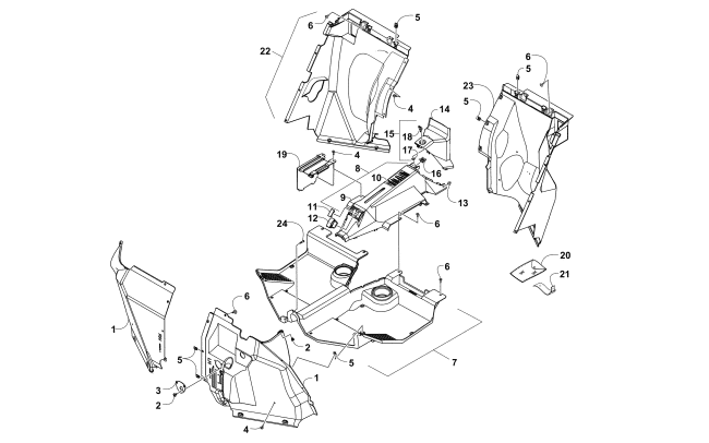 Parts Diagram for Arctic Cat 2015 WILDCAT TRAIL XT ATV CONSOLE AND FLOOR PANEL ASSEMBLY