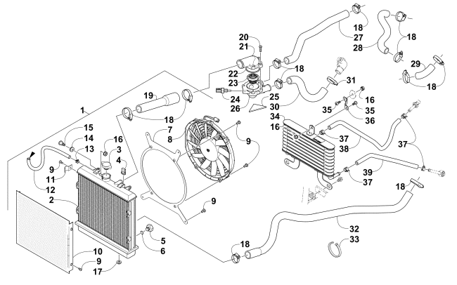 Parts Diagram for Arctic Cat 2016 1000 MUD PRO SE EPS ATV COOLING ASSEMBLY