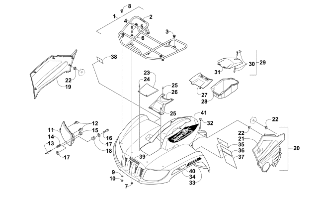 Parts Diagram for Arctic Cat 2015 TRV 1000 XT ATV FRONT RACK, BODY PANEL, AND HEADLIGHT ASSEMBLIES
