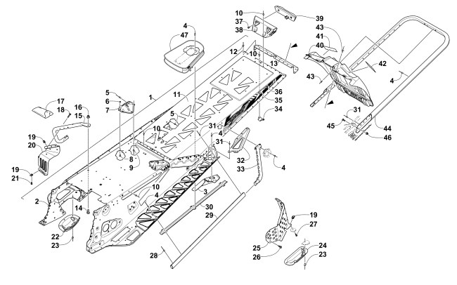 Parts Diagram for Arctic Cat 2015 XF 8000 HIGH COUNTRY 141 SNO PRO SNOWMOBILE TUNNEL, REAR BUMPER, AND SNOWFLAP ASSEMBLY
