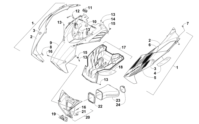 Parts Diagram for Arctic Cat 2015 XF 8000 HIGH COUNTRY 141 SNO PRO SNOWMOBILE HOOD AND AIR INTAKE ASSEMBLY