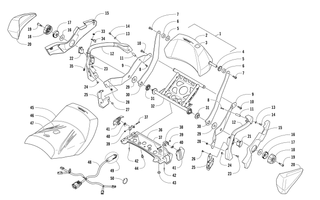Parts Diagram for Arctic Cat 2017 PANTERA 3000 SNOWMOBILE PASSENGER SEAT AND BACKREST ASSEMBLY