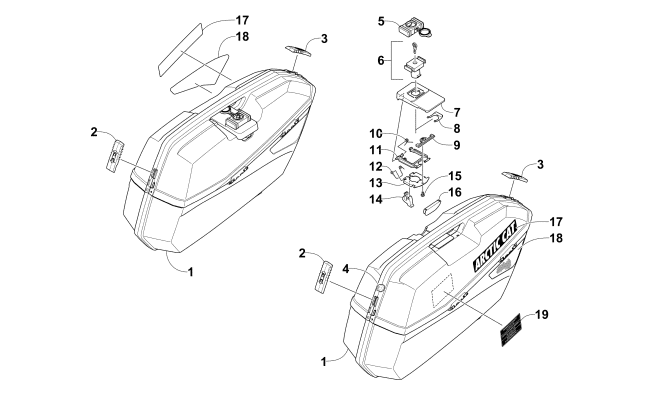 Parts Diagram for Arctic Cat 2016 PANTERA 7000 LTD EARLY BUILD SNOWMOBILE SADDLEBAG ASSEMBLY