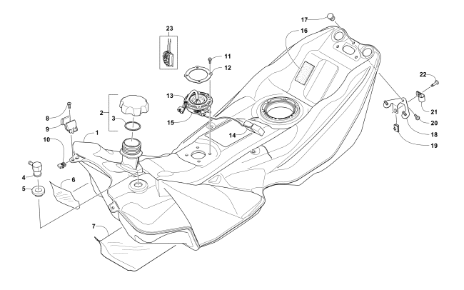 Parts Diagram for Arctic Cat 2016 PANTERA 7000 LTD SNOWMOBILE GAS TANK ASSEMBLY