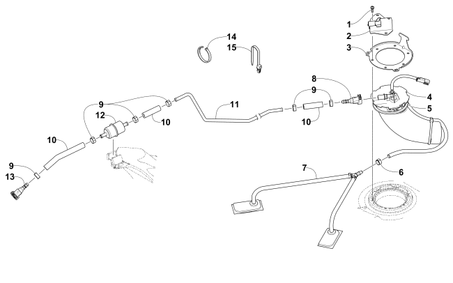 Parts Diagram for Arctic Cat 2015 PANTERA 7000 LTD SNOWMOBILE FUEL PUMP ASSEMBLY