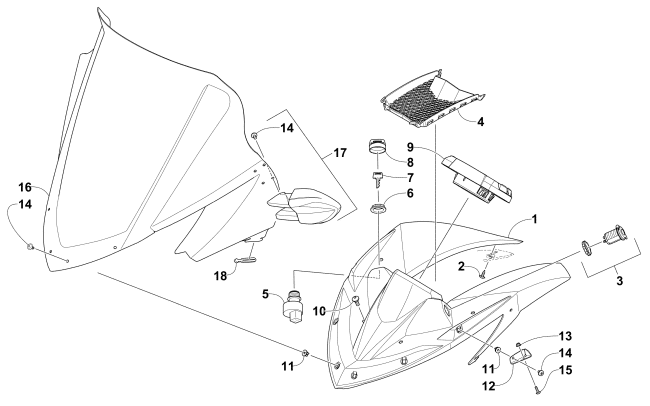 Parts Diagram for Arctic Cat 2015 PANTERA 7000 LTD SNOWMOBILE WINDSHIELD AND INSTRUMENTS ASSEMBLIES