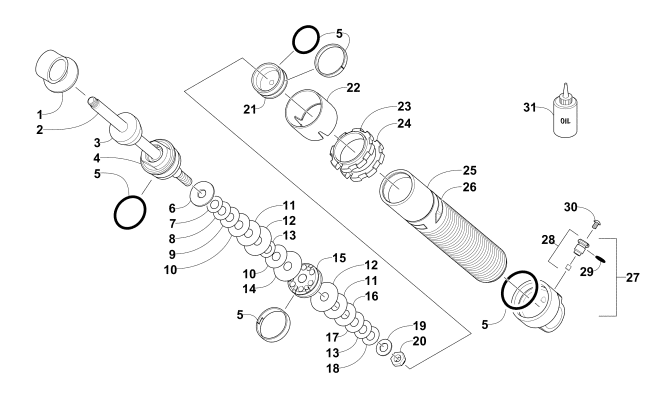 Parts Diagram for Arctic Cat 2015 M 6000 ES 153 SNOWMOBILE FRONT SUSPENSION SHOCK ABSORBER