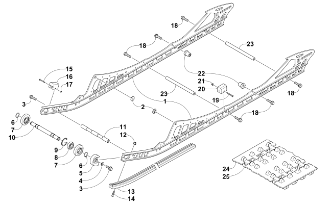 Parts Diagram for Arctic Cat 2015 M 6000 ES 153 SNOWMOBILE SLIDE RAIL AND TRACK ASSEMBLY