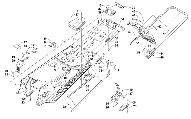 Parts Diagram for Arctic Cat 2015 M 8000 153 SNOWMOBILE TUNNEL, REAR BUMPER, AND SNOWFLAP ASSEMBLY