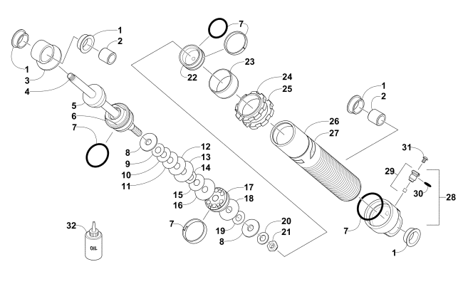 Parts Diagram for Arctic Cat 2016 XF 7000 CROSSTOUR SNOWMOBILE FRONT SUSPENSION SHOCK ABSORBER