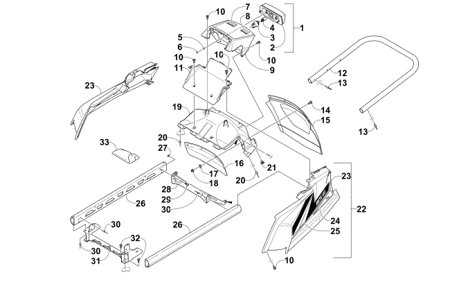 Parts Diagram for Arctic Cat 2015 LYNX 2000 LT SNOWMOBILE REAR BUMPER, RACK RAIL, SNOWFLAP, AND TAILLIGHT ASSEMBLY