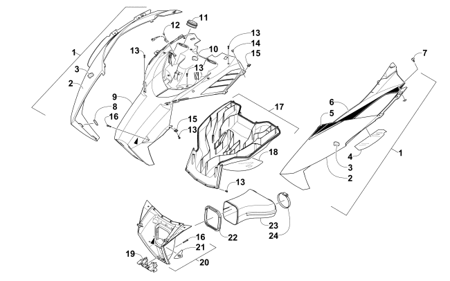 Parts Diagram for Arctic Cat 2015 M 8000 MCCLURE LTD 153 SNOWMOBILE HOOD AND AIR INTAKE ASSEMBLY