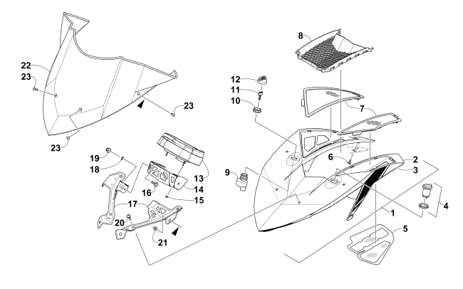 Parts Diagram for Arctic Cat 2015 M 8000 MCCLURE LTD 153 SNOWMOBILE WINDSHIELD AND INSTRUMENTS ASSEMBLIES