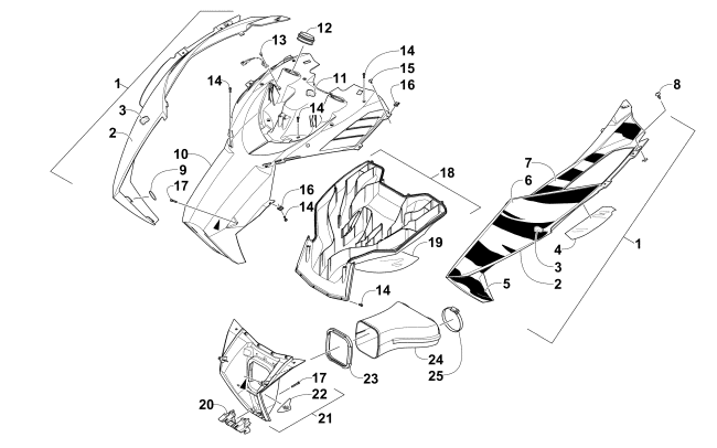 Parts Diagram for Arctic Cat 2015 M 8000 KINCAID LTD 153 SNOWMOBILE HOOD AND AIR INTAKE ASSEMBLY