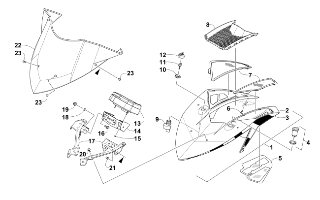 Parts Diagram for Arctic Cat 2015 M 8000 KINCAID LTD 153 SNOWMOBILE WINDSHIELD AND INSTRUMENTS ASSEMBLIES