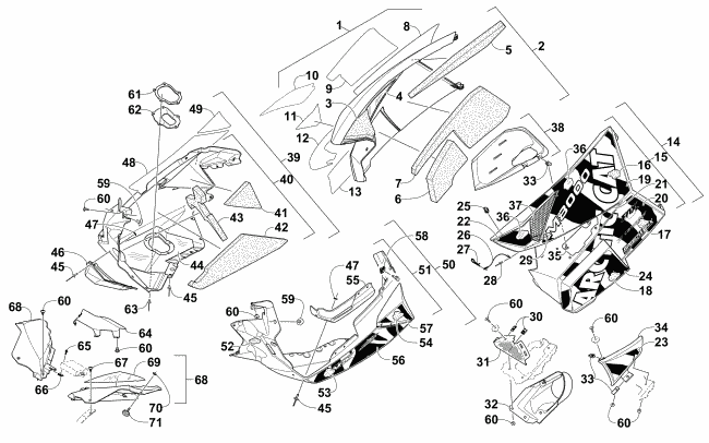 Parts Diagram for Arctic Cat 2015 M 8000 KINCAID LTD 153 SNOWMOBILE SKID PLATE AND SIDE PANEL ASSEMBLY