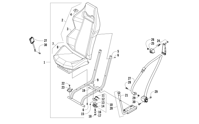 Parts Diagram for Arctic Cat 2015 WILDCAT ATV SEAT ASSEMBLY