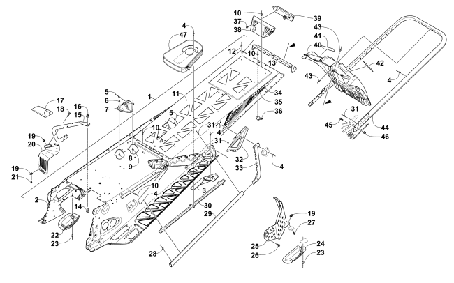 Parts Diagram for Arctic Cat 2015 M 8000 SNO PRO 153 SNOWMOBILE TUNNEL, REAR BUMPER, AND SNOWFLAP ASSEMBLY