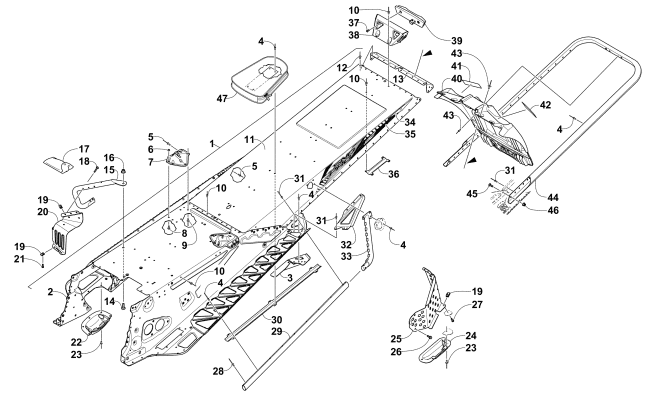 Parts Diagram for Arctic Cat 2015 M 8000 SNO PRO 162 SNOWMOBILE TUNNEL, REAR BUMPER, AND SNOWFLAP ASSEMBLY