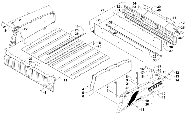 Parts Diagram for Arctic Cat 2015 PROWLER 700 HDX KE ATV CARGO BOX AND TAILGATE ASSEMBLY