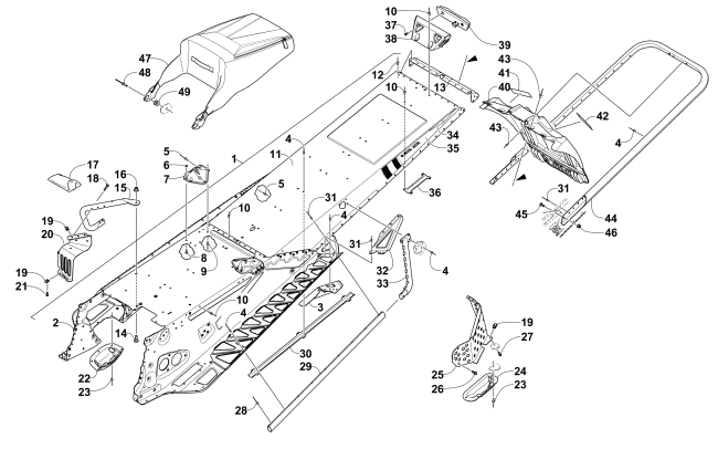 Parts Diagram for Arctic Cat 2015 M 8000 SNO PRO LTD 162 SNOWMOBILE TUNNEL, REAR BUMPER, AND SNOWFLAP ASSEMBLY